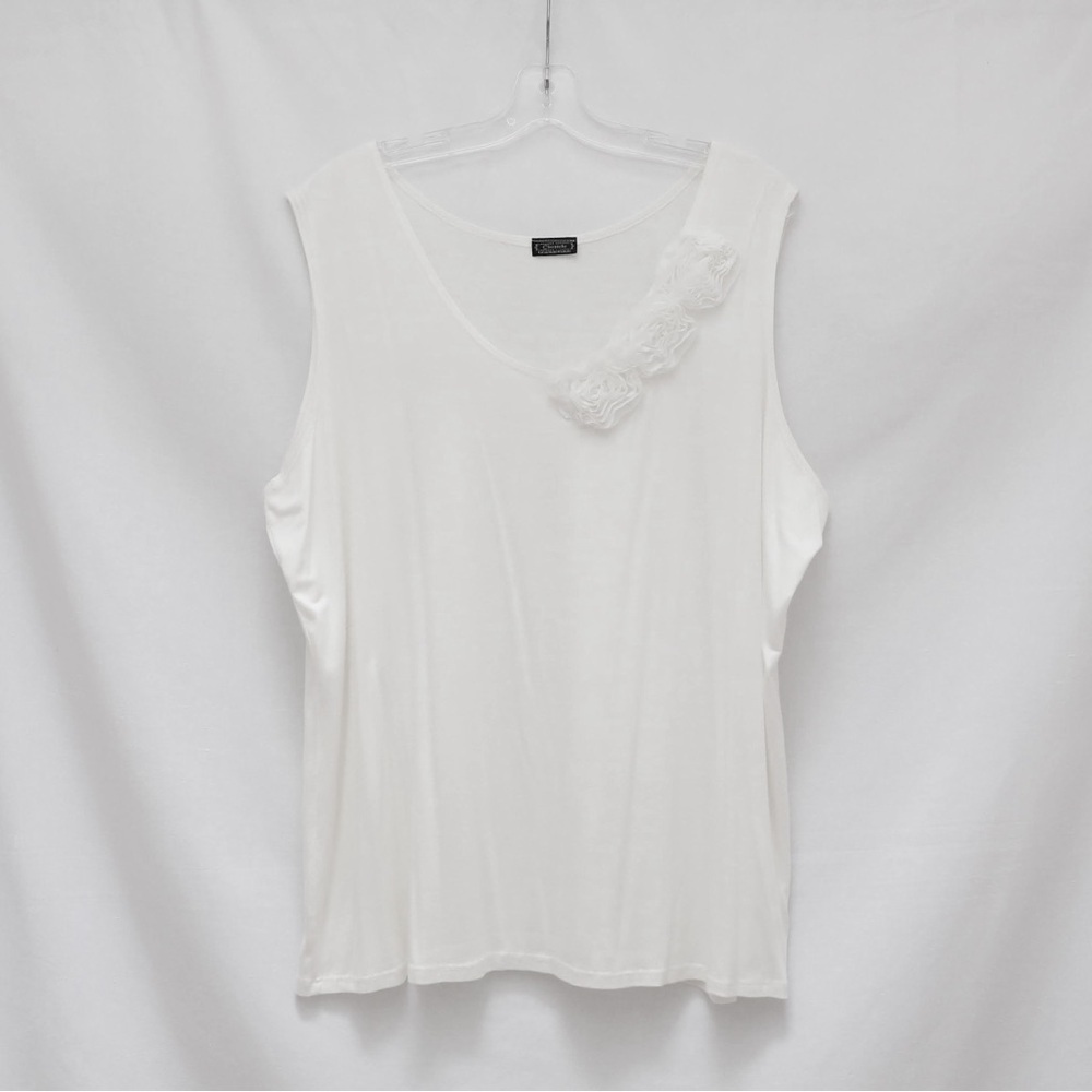 Clientele white applique top plus size blouse 22 lightweight 3X casual stretch
